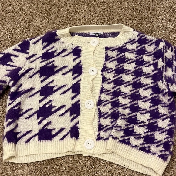 Fashion nova purple and white cardigan size M - Picture 2 of 3